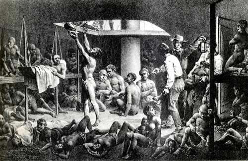 Africans packed in a slave ship